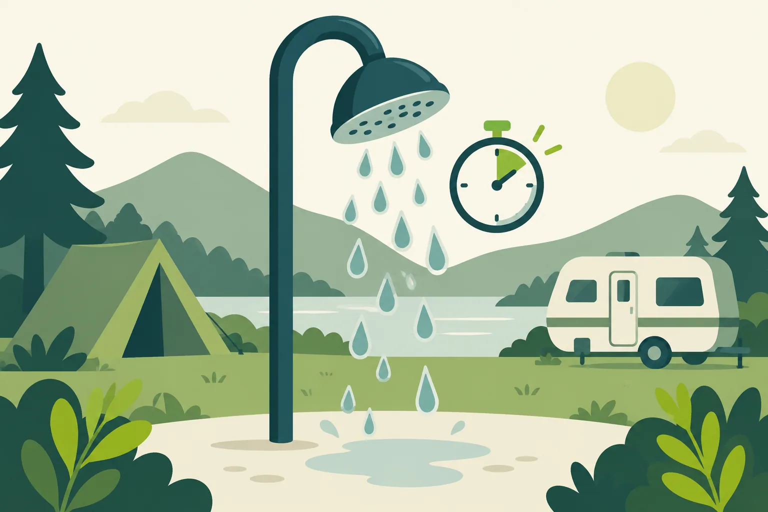 Douche dans un camping équipé EcoludiK