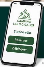 Interface illustrative de réservation et de déblocage d’une station vélo
